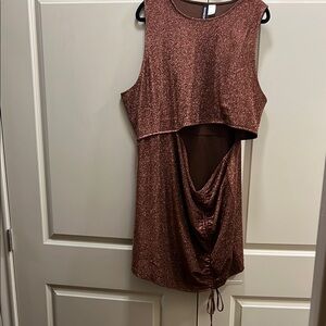 New H&M Cut-Out Brown/Goitter Dress Size 3X